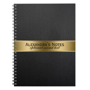 Carnet Black Faux cuir look or Accents