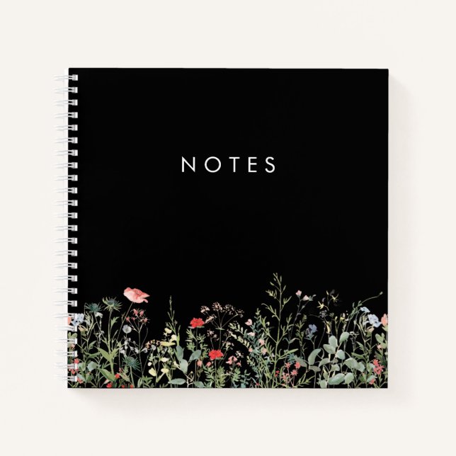 Carnet Black Fleur sauvage Meadow (Devant)