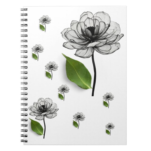 Carnet black flower (Devant)