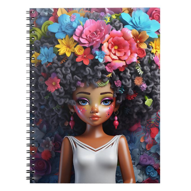 Carnet Black girl magic melanin brown skin girls flowers (Devant)