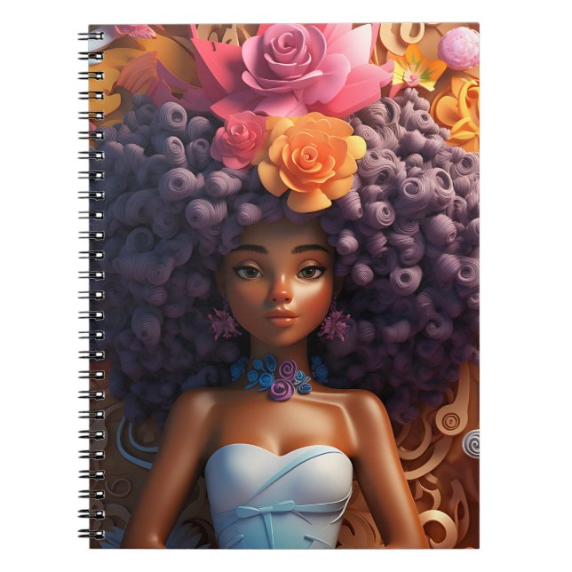 Carnet Black girl magique melanin princesse peau brune fi (Devant)