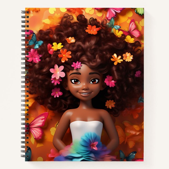 Carnet Black girl magique melanin princesse peau brune fi (Devant)