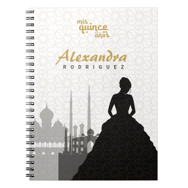 Carnet Black & Gold Arabian Quinceañera (Devant)