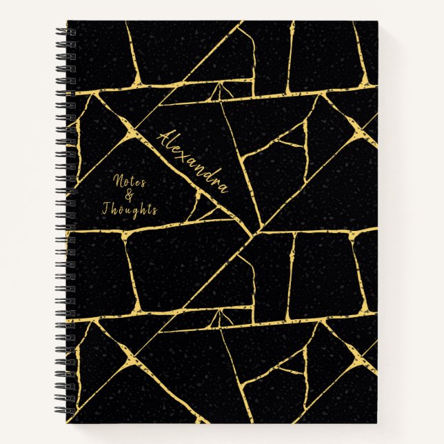 Carnet Black Gold Elegant Kintsugi Poterie Art Japonais (Devant)
