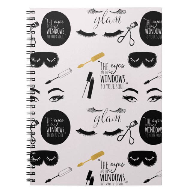 Carnet Black Gold Eyelashes Glam Birthday (Devant)