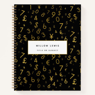 Carnet Black Gold Luxury Numéros Devise Symboles Motif