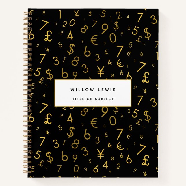 Carnet Black Gold Luxury Numéros Devise Symboles Motif (Devant)