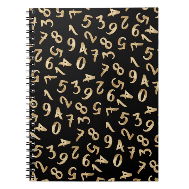 Carnet Black Gold Numbers Luxury Motif Chic Comptable (Devant)