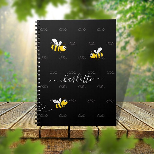 Carnet Black happy bumble abeilles été fun humour monogra (Créateur téléchargé)
