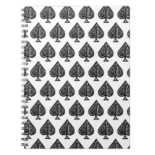 Carnet Black Jouer Symbole de carte pique forme Lino coup