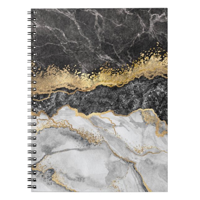 Carnet Black Marble with Gold Pretty (Devant)