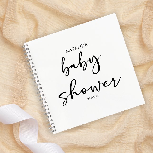 Carnet Black Modern Simple Script Baby Shower (Créateur téléchargé)
