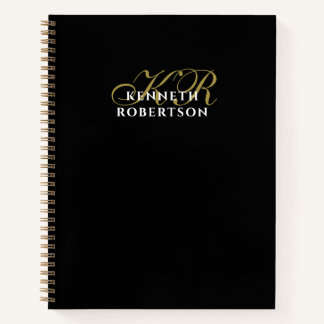 Carnet Black Monogram Gold White Minimalist Elegant Men 