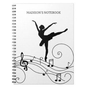 Carnet Black Music Notes et Ballerina