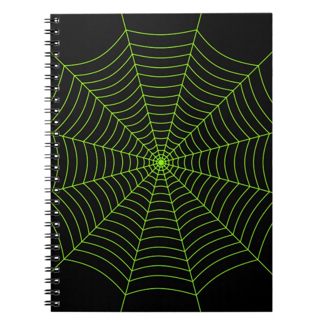 Carnet Black neon vert toile d'araignée Halloween motif (Devant)