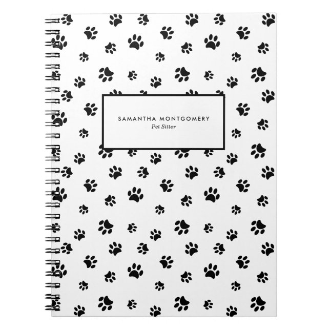 Carnet Black Paw Prints Professional Pet Sitter (Devant)