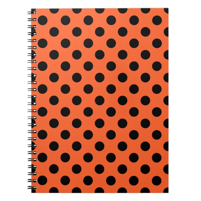 Carnet Black polka dots on orange (Devant)