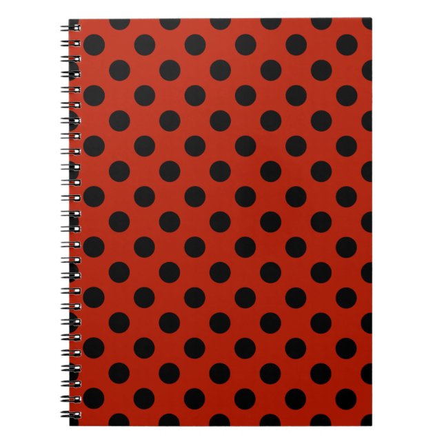 Carnet Black polka dots on red (Devant)