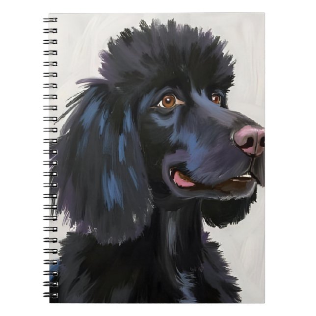 Carnet Black Poodle | Dog Watercolor Pet Painting (Devant)