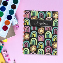 Black Rainbows & Suns Motif Kids Back to School