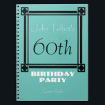 Carnet Black retro frame 60th Birthday Party Guest Book<br><div class="desc">Vintage and retro style for this customizable 60th birthday Party Guest book  with a black frame and light drop shadow. You can easily change color background and text (font,  color,  size and position) by clicking the customize button.</div>