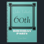 Carnet Black retro frame 60th Birthday Party Guest Book<br><div class="desc">Vintage and retro style for this customizable 60th birthday Party Guest book  with a black frame and light drop shadow. You can easily change color background and text (font,  color,  size and position) by clicking the customize button.</div>