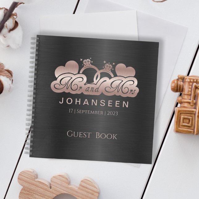 Carnet Black Rose Gold Mr & Mrs newlyweds mariage (Créateur téléchargé)