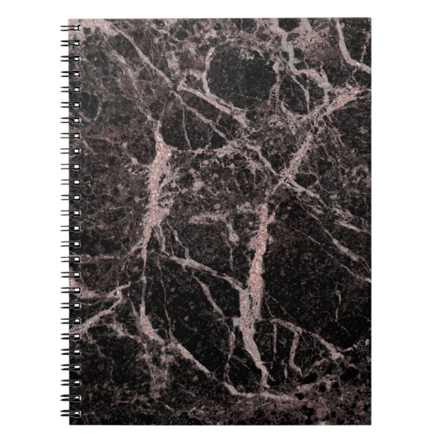 Carnet Black & Rose Gold Pink Parties scintillant Marble  (Devant)