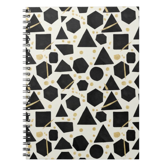 Carnet Black Shapes and Gold Confetti Pattern (Devant)