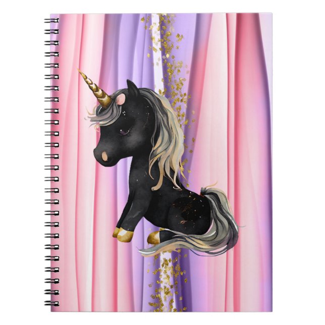 Carnet Black Unicorn Pink Ears  Notebook (Devant)