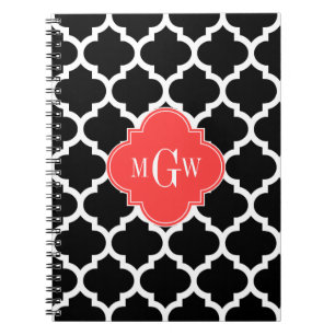 Carnet Black Whal Marocain #5 Coral Rouge 3 Monogramme in