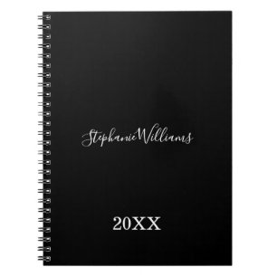 Carnet Black White Elegant Custom Name Year Cute 2021