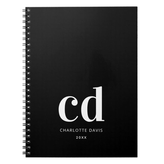 Carnet Black white monogram initié comme étant élégamment (Devant)