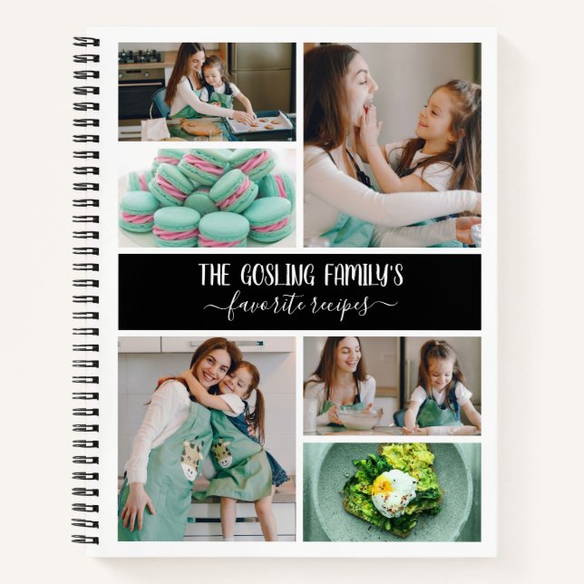 Carnet Black White Photo Collage Recettes de la famille (Devant)