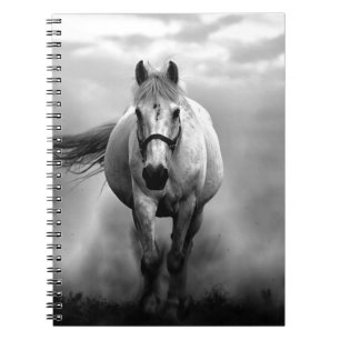Carnet Black White Runse Horse Freedom