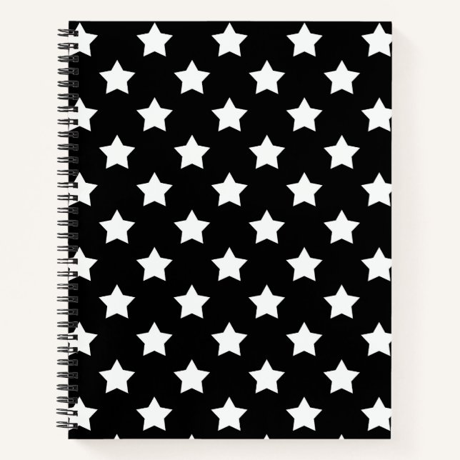 Carnet Black White Stars Motif Décor (Devant)