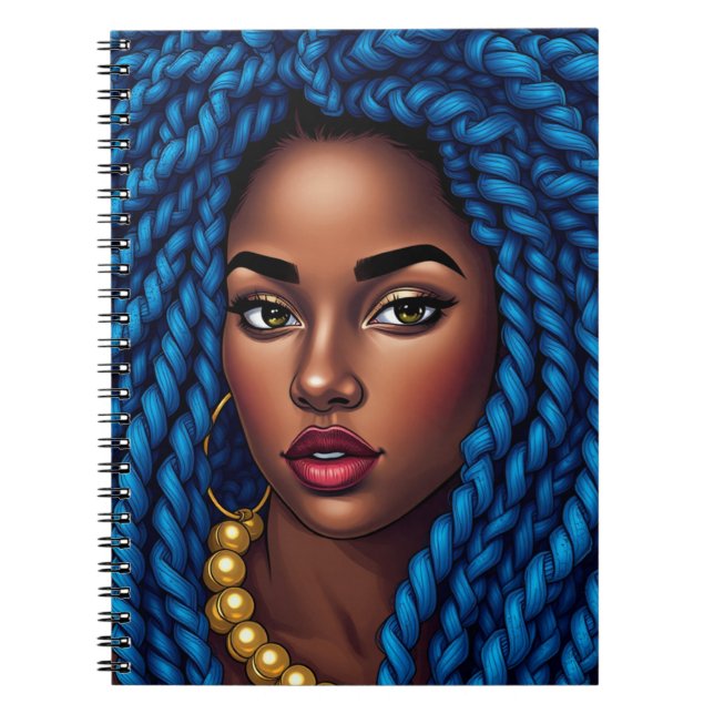 Carnet Black woman blue natural braids dreads sista (Devant)