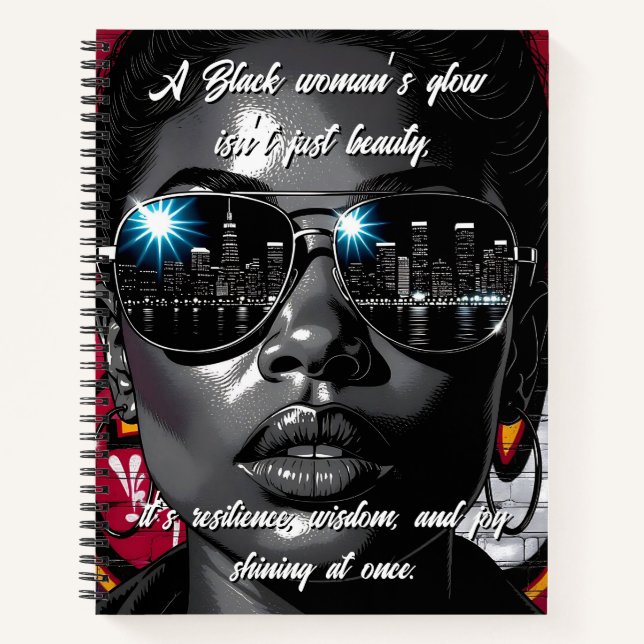 Carnet Black Women's Quote | City Skyline in Sunglasses (Devant)