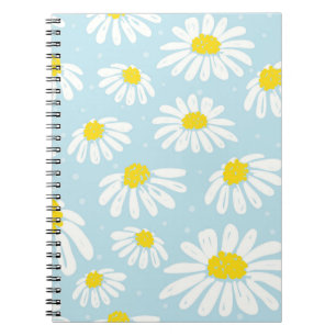 Carnet Blanc bleu marguerite Arrière - plan sans couture
