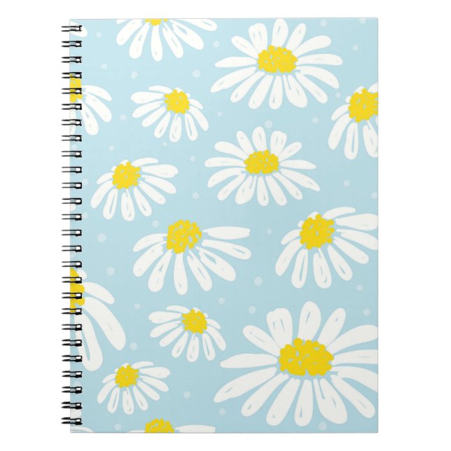 Carnet Blanc bleu marguerite Arrière - plan sans couture (Devant)