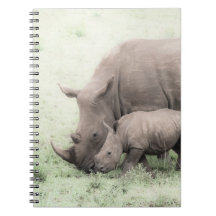 Carnet blanc de rhinocéros et de bébé