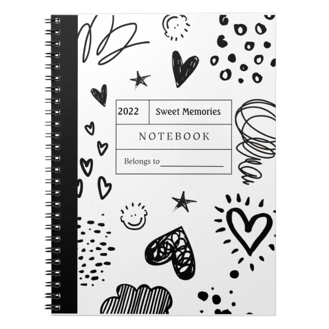 Carnet blanc Doodle personnalisable (Devant)
