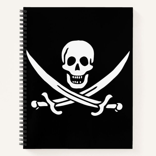 Carnet Blanc, Drapeau Pirate Calico Jack, Crâne & Cutlass (Devant)