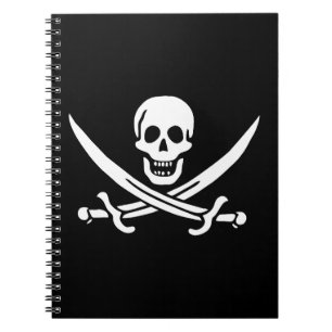 Carnet Blanc, Drapeau Pirate Calico Jack, Crâne & Cutlass