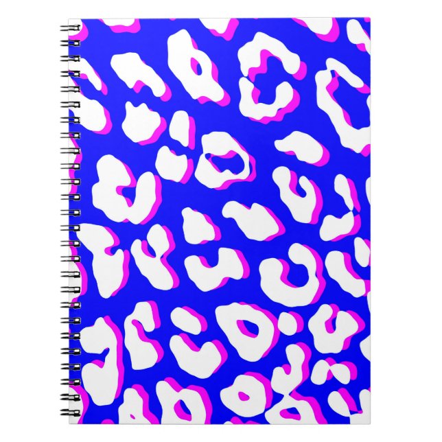 Carnet Blanc Empreinte de léopard bleu rose (Devant)
