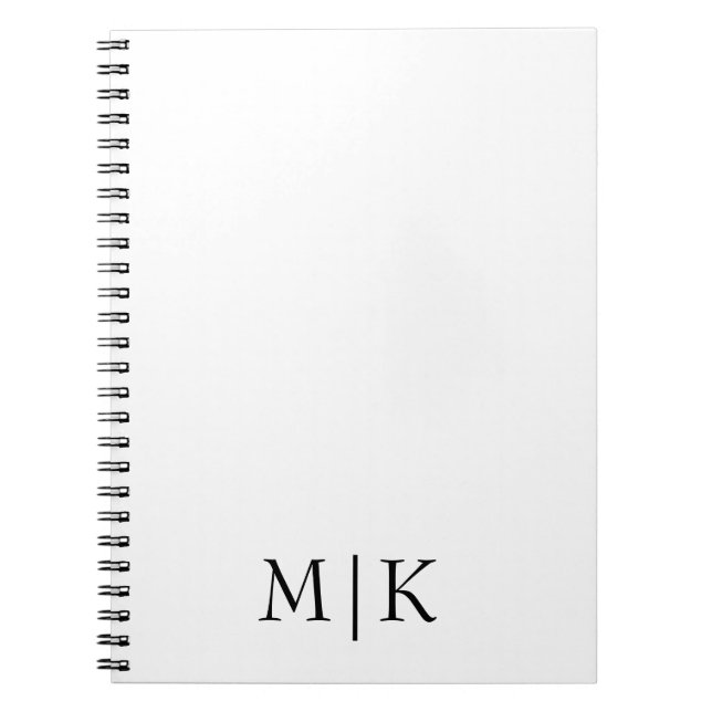 Carnet Blanc et noir | Monogramme moderne (Devant)
