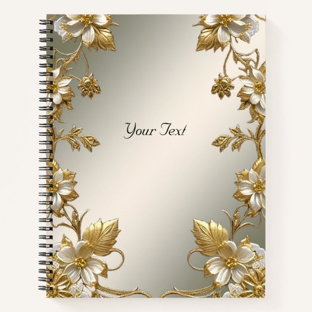 Carnet blanc Floral Or Ornate (Devant)