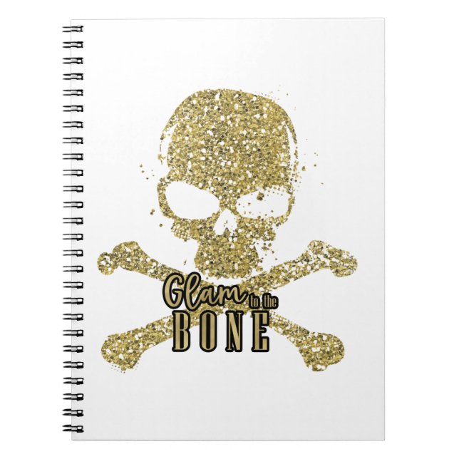 Carnet Blanc Glam to the Bone Pailleté Or Crâne (Devant)