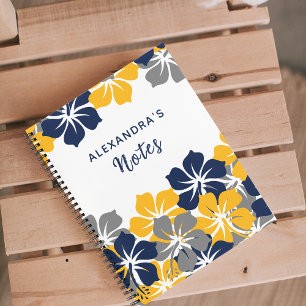 Carnet Blanc gris tropical ou gris bleu jaune floral