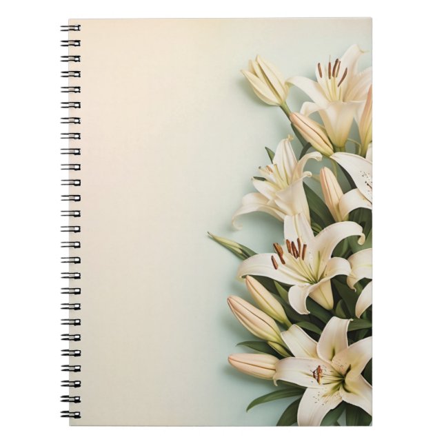 Carnet Blanc Lilies Floral - iPhone / coque ipad (Devant)